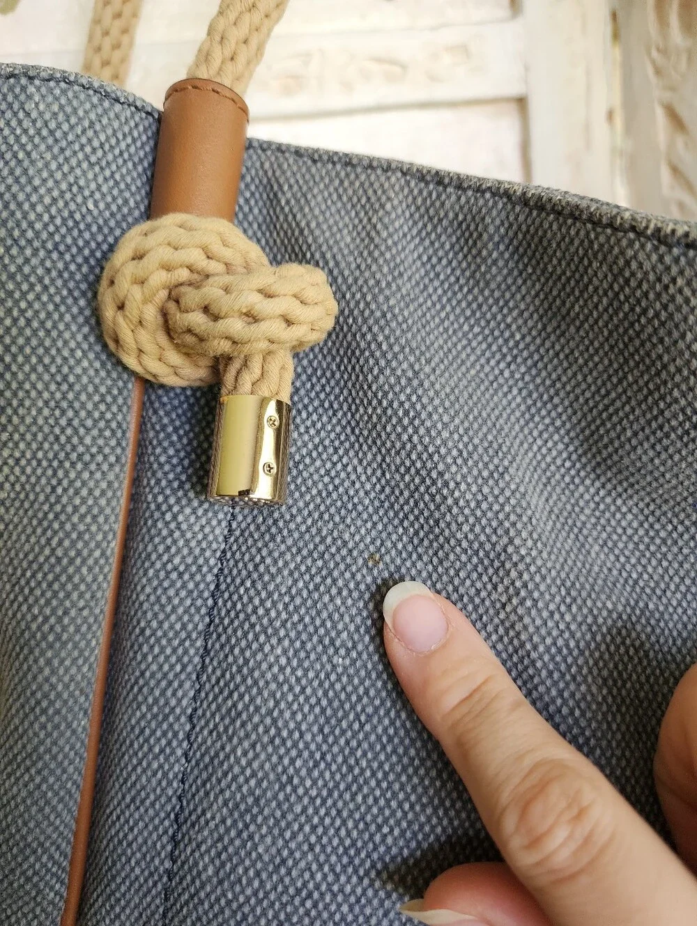 Michael Kors Isla Large Grab Bag- Blue Denim Canvas - Picture 7 of 11